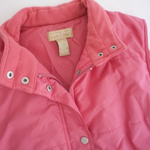 Vintage Cotton Ginny Plus Pink Gorpcore Lined Nylon Puffer Zip Up Vest Jacket S - Picture 8 of 12